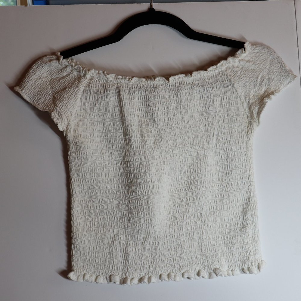 Brandy Melville White Smock Cropped Top, Size S/M